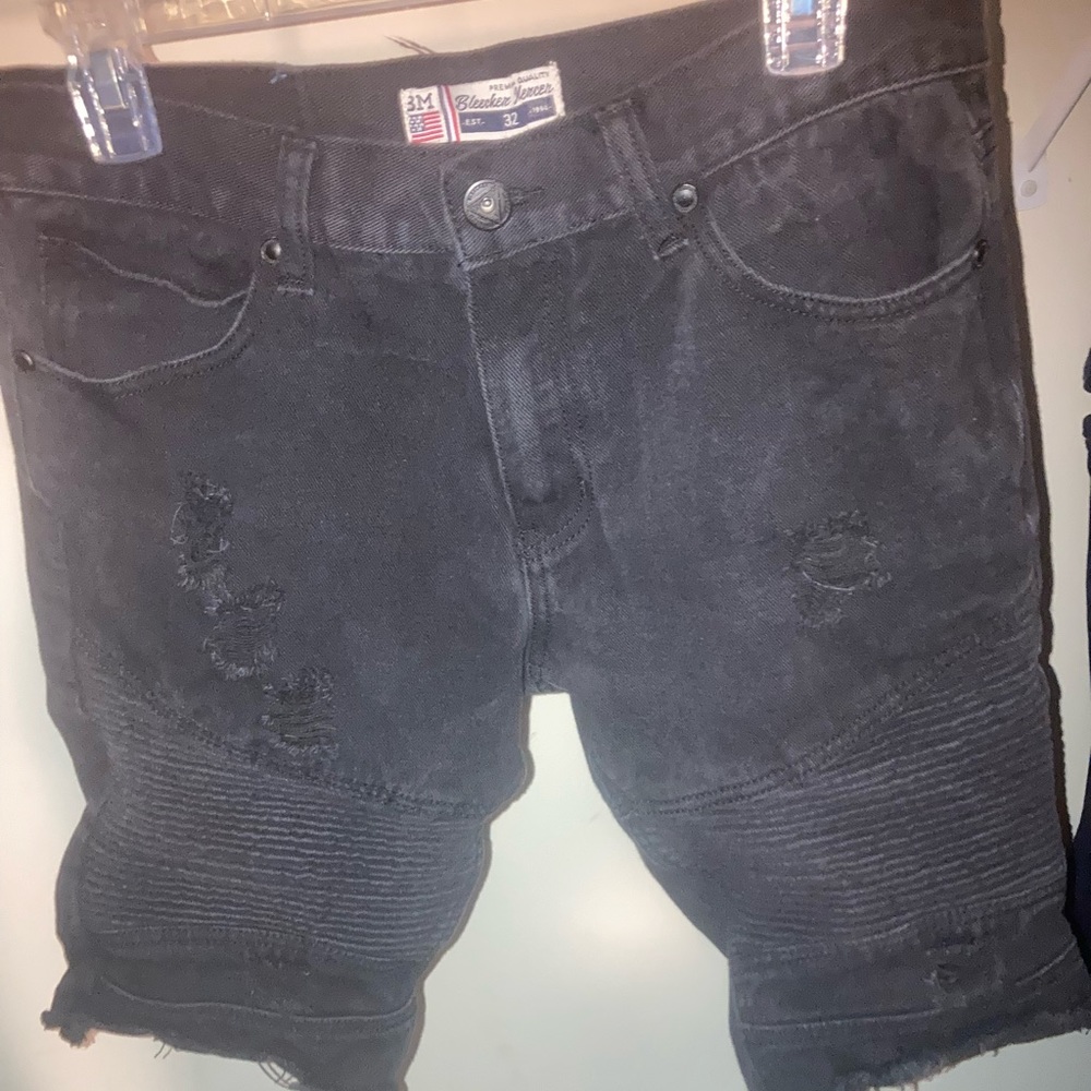 Black denim shorts